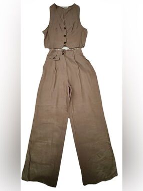 Made In Italy Linen-Blend Vest & Pant Set